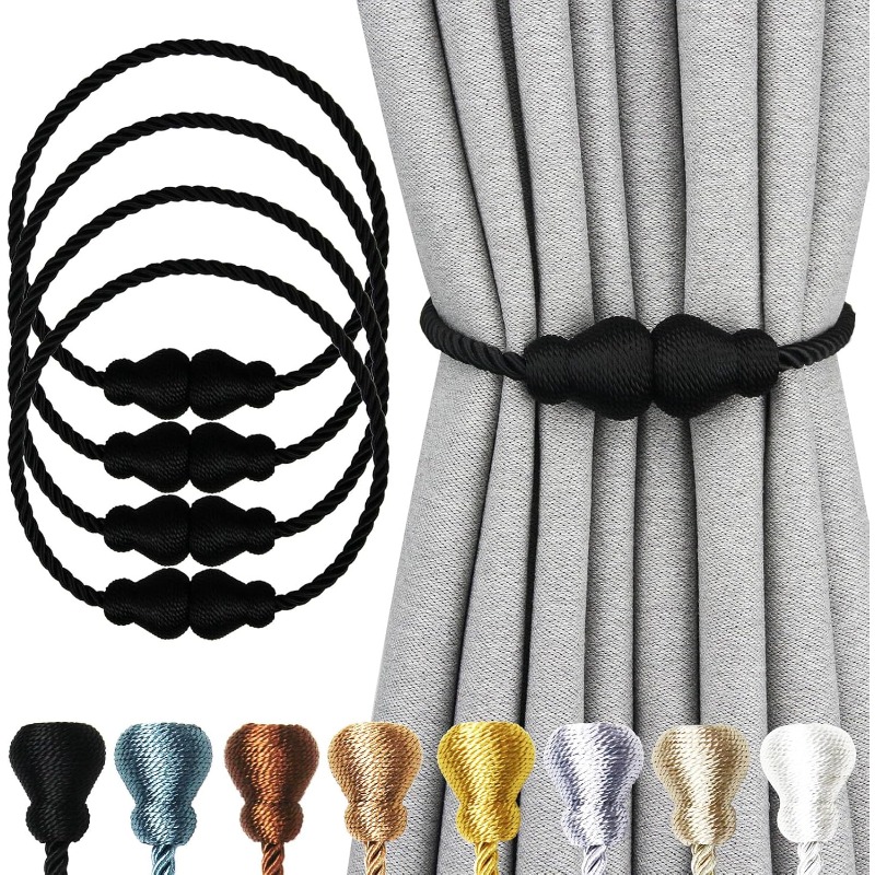 TEMU (pack Of 4) Outdoor Magnetic Curtain Tiebacks Rope Decorative Coffee Magnetic Curtain Holders Tie Backs Holdbacks For Window Treatment Home
