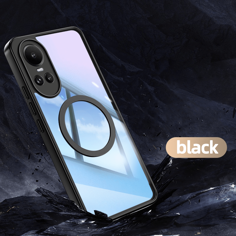 TEMU Phone Case: Compatible With Oppo Reno 10 5g Shockproof Phone Case Magnetic Casing Transparent Acrylic Cover