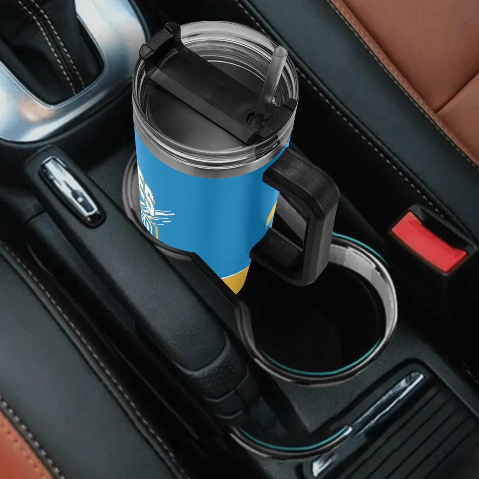 los angeles football 40oz stainless steel tumbler with personalized name travel cup with handle straw   water iced tea coffee smoothies ideal gift for fans hot or cold beverages customizable drinkware durable drinkware 3