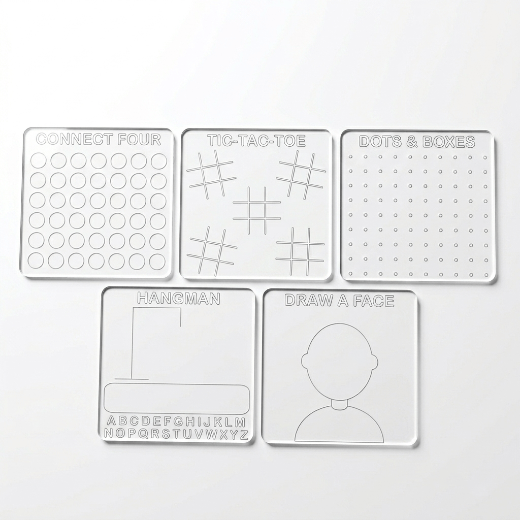 TEMU 5pcs Reusable Whiteboard Set, Suitable For Travel, Parties - Erasable Surface, Ideal For New Year, Valentine's Day, Easter And Party Activities