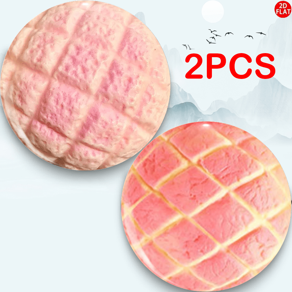 TEMU 2d Flat, 2pcs/set(2d Flat) Pink Bread Fashion Badge- Suitable For Fun Creativity Families, , , Suitable For Backpacks, Anime Badges, Hat