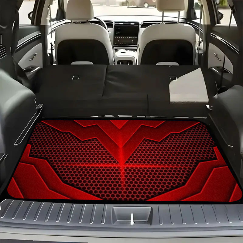 TEMU Alfombra de maletero para coche con estampado de panal, estilo deportivo y negro de moda, alfombra de equipaje universal para uso en exteriores,