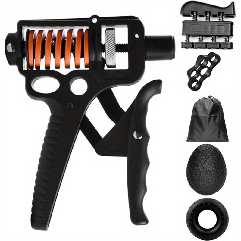 5-pack grip strength trainer kit with adjustable  , forearm strengthener, finger exerciser stretcher, hand grippers & stress relief ball -   non-woven material for muscle building &   recovery, forearm workout equipment|adjustable   trainer|durable construction, grip strength training equipment Product details 0