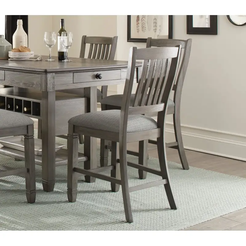 2pcs antique gray counter height dining chairs set upholstered seats with gray textured fabric heavy duty 250 weight capacity frame table chairs for easy clean not low profile modern 5