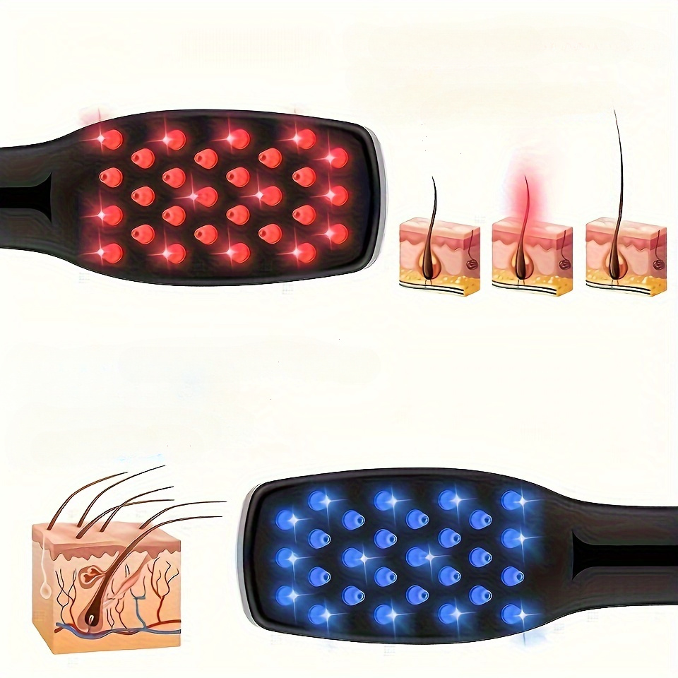 electric massage comb red blue light vibration massage comb - Temu