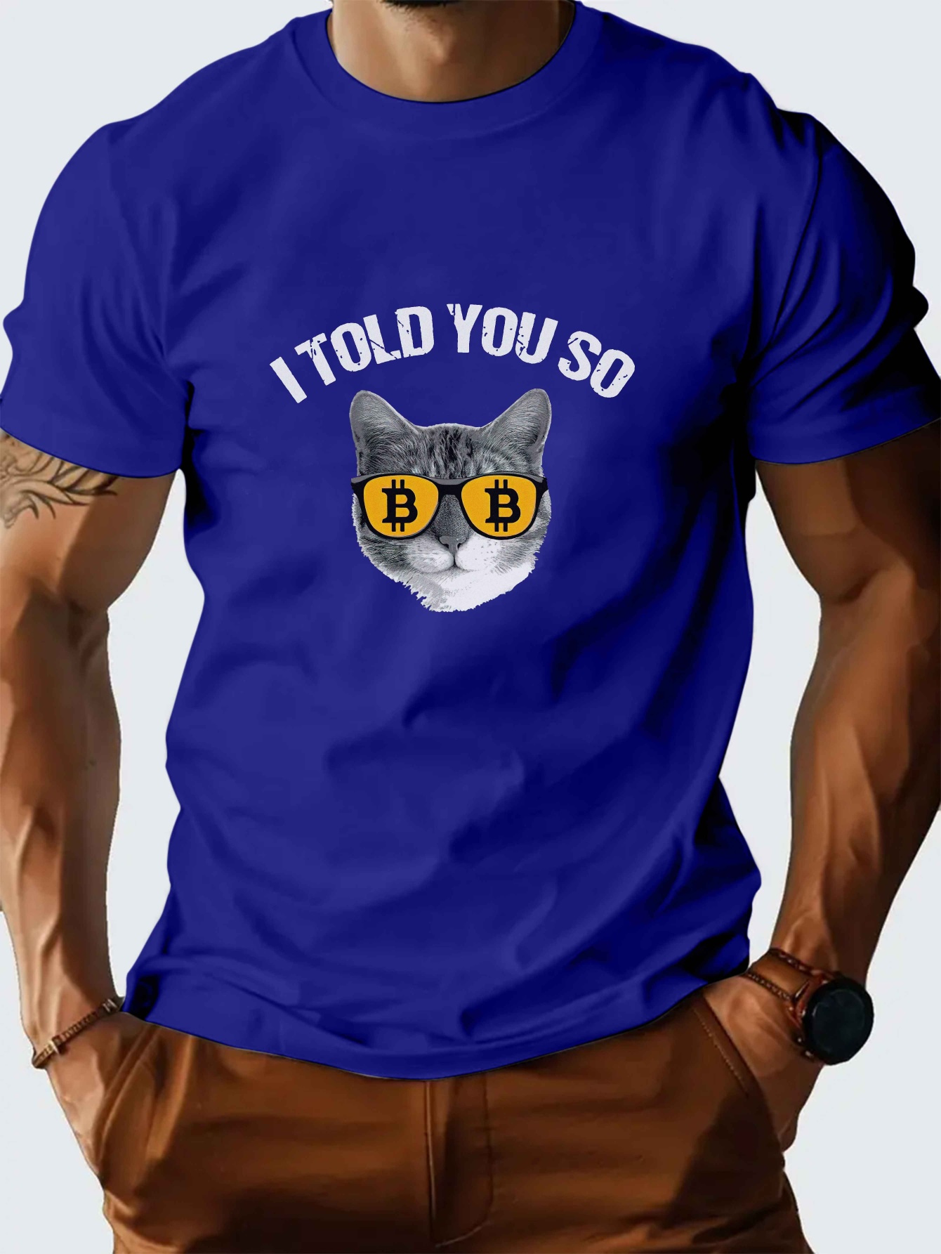 비트코인 캣 그래픽 티 남성용 캐주얼 반팔 티셔츠 통기성 폴리에스터 여름 패션 | - Temu Republic of Korea