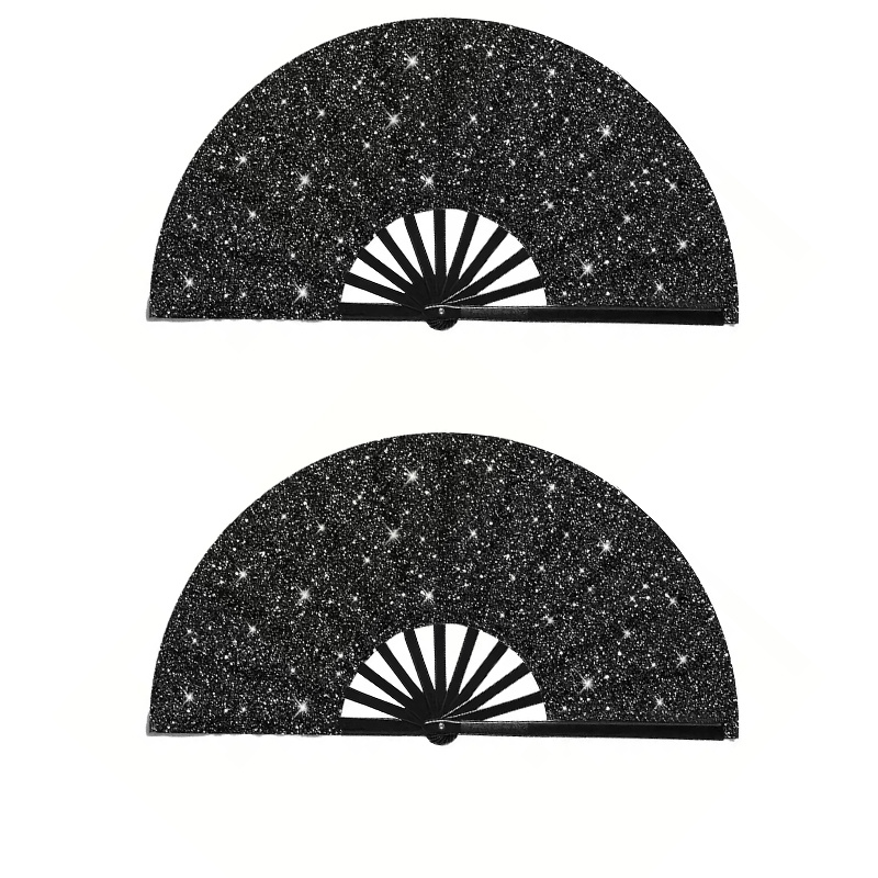 Large Sparkling Hand Fan With Glittering Foldable Party Fan - Elegant Instagram- Accessory Suitable For Weddings, , Beach Parties & Photo Shoots - Fan