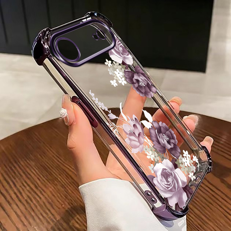 TEMU Phone Case - Electroplated Four-corner Protection, Shock-resistant Soft Shell For Iphone 17, 17 Pro, 17 Air, 17 Pro Max, Featuring A With Bright