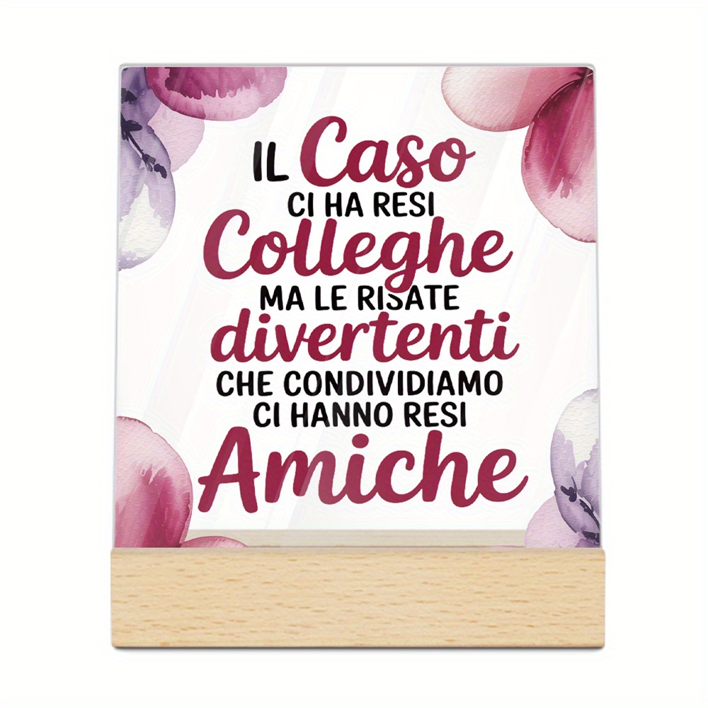TEMU Decorazione Putuo 2D piatta 1 pz. Targa in acrilico con base in legno, Fate Ci Ha Come Colleghe, Decorazione da scrivania per colleghe, Regalo