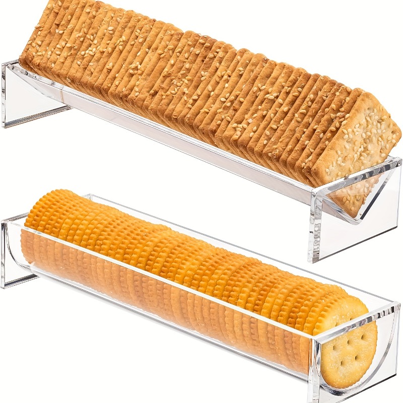 TEMU 1/2 pièce (demi-plateau) ou lot de 2 pièces Plateau à crackers LDQ en acrylique transparent, plat rectangulaire avec supports transparents pour