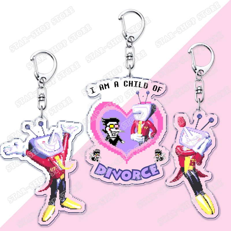TEMU 2d Flat, 2d , [2d Flat] Popular Game "" Spamton Meme Acrylic Keychain, Suitable For Accessory Bag Charms, Key Rings, Fan Gifts, Player Friend