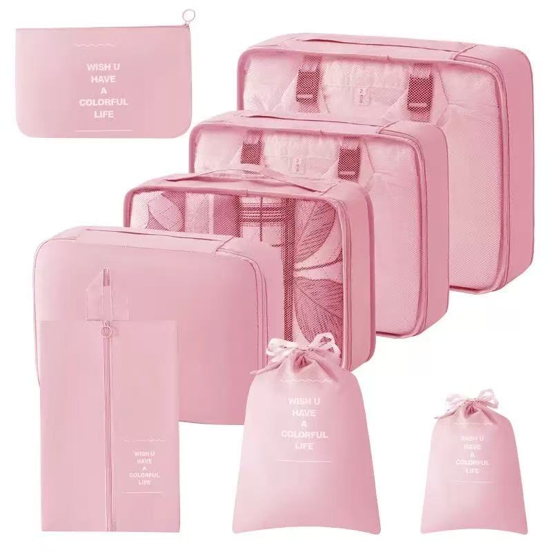 TEMU 8pcs Travel Organizer Bag Set, Luggage Organization Tool, Includes Shoe Bag, Toiletry Bag, And Clothing Bag, Essential Travel Storage Additions
