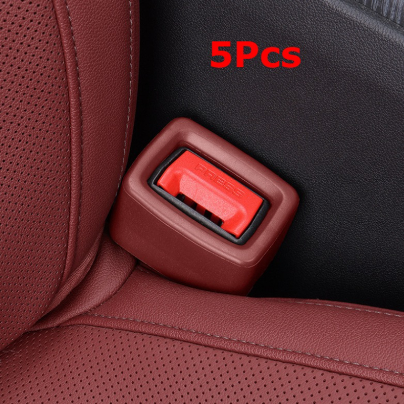 5pcs Car Safety Locking System Seat Belt Holders Eva & Heavy-duty Plastic Ergonomic Red Lever For Sedans/suvs/trucks (manual/automatic)