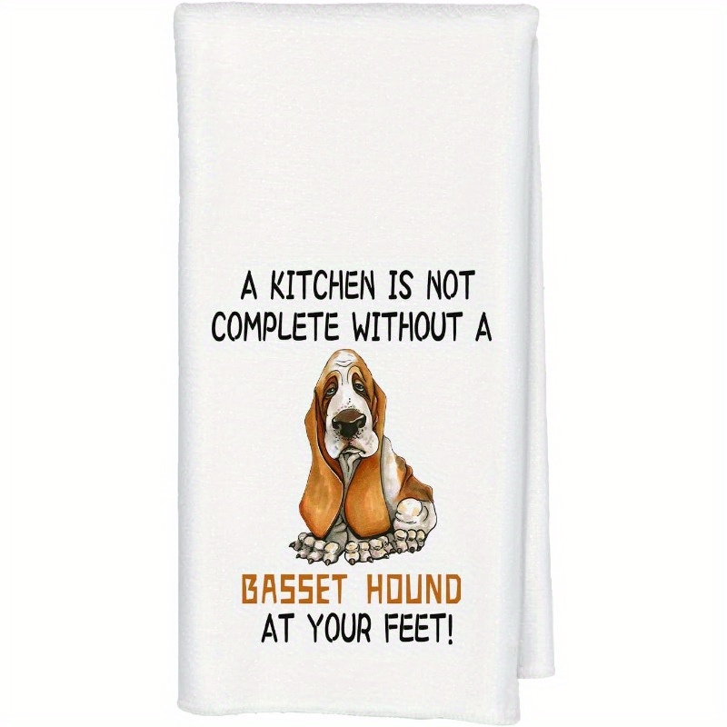 

1pc Basset Towel, 18x26 , Super Polyester, Tea Towel, , Decorative Reusable For And Dog Mom,