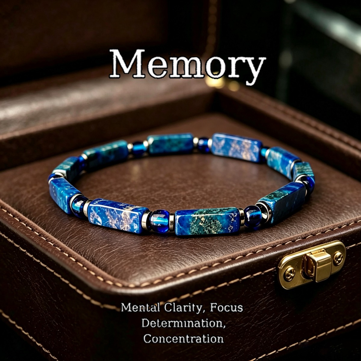 Image of Vintage Style Square Bead Memory Bracelet, Handmade Elastic Rope Natural Stone Jewelry, Suitable For Wrist Wear Of Different Sizes, For Gifts