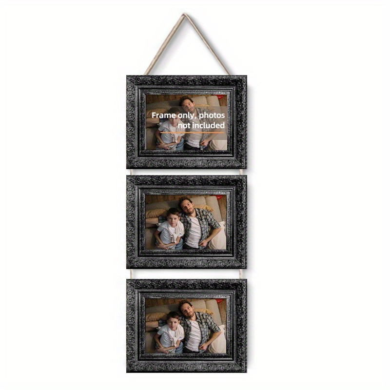 TEMU 2pcs/3pcs/5pcs Golden And Black Embossed Photo Frames, 4x6 Inches, Exquisite Photo Frames, Hanging Frames, Suitable For Home Decoration, Wall