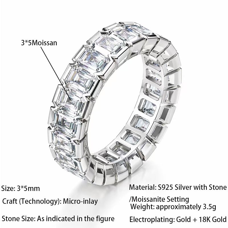 Men's Bling Moissanite Hip Hop Ring, Stylish Finger Ornament