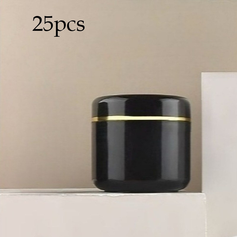 Image of 25pcs 1.76 Oz Black Plastic Face Cream Jars | Screw Cap, Refillable Travel Cosmetic Container Suitable For Storing Face Cream, Lotion, And Mask
