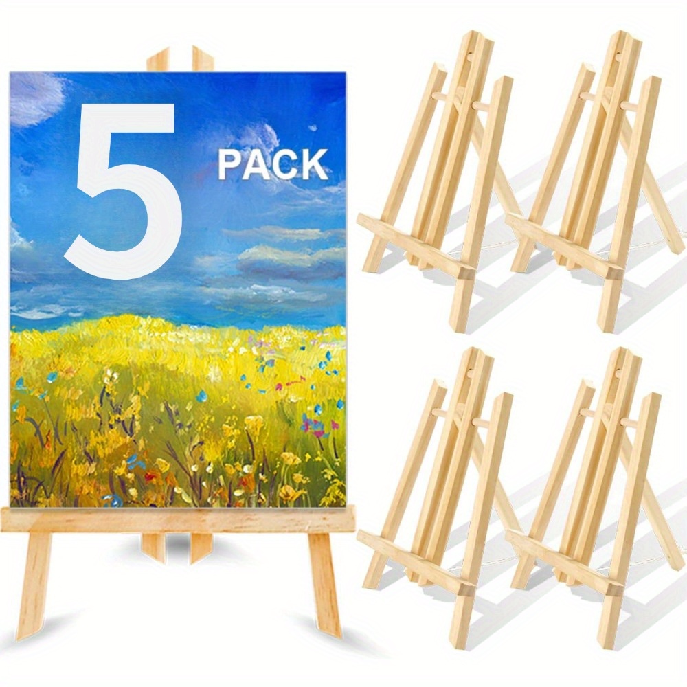 5 pack wooden easels sturdy portable lightweight tripod design for kids art classes painting parties school home crafts durable easel stands for canvas photo displays sign holders 0