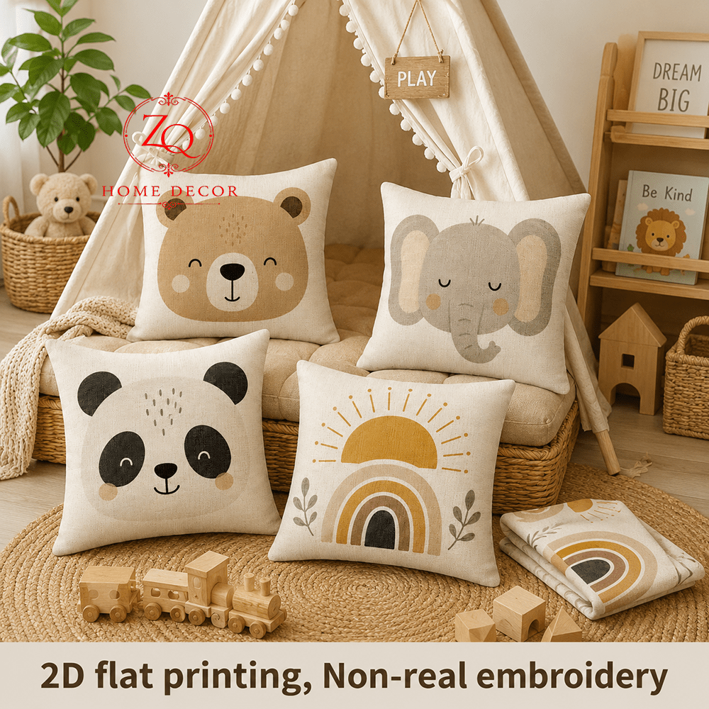 TEMU 2d Flat - 4pcs, 2d Flat Printing, Cute Animal Pillow Covers For Bedroom, Home Decor, Holiday Decor, Pillowcases For Cars And Bedrooms, Living