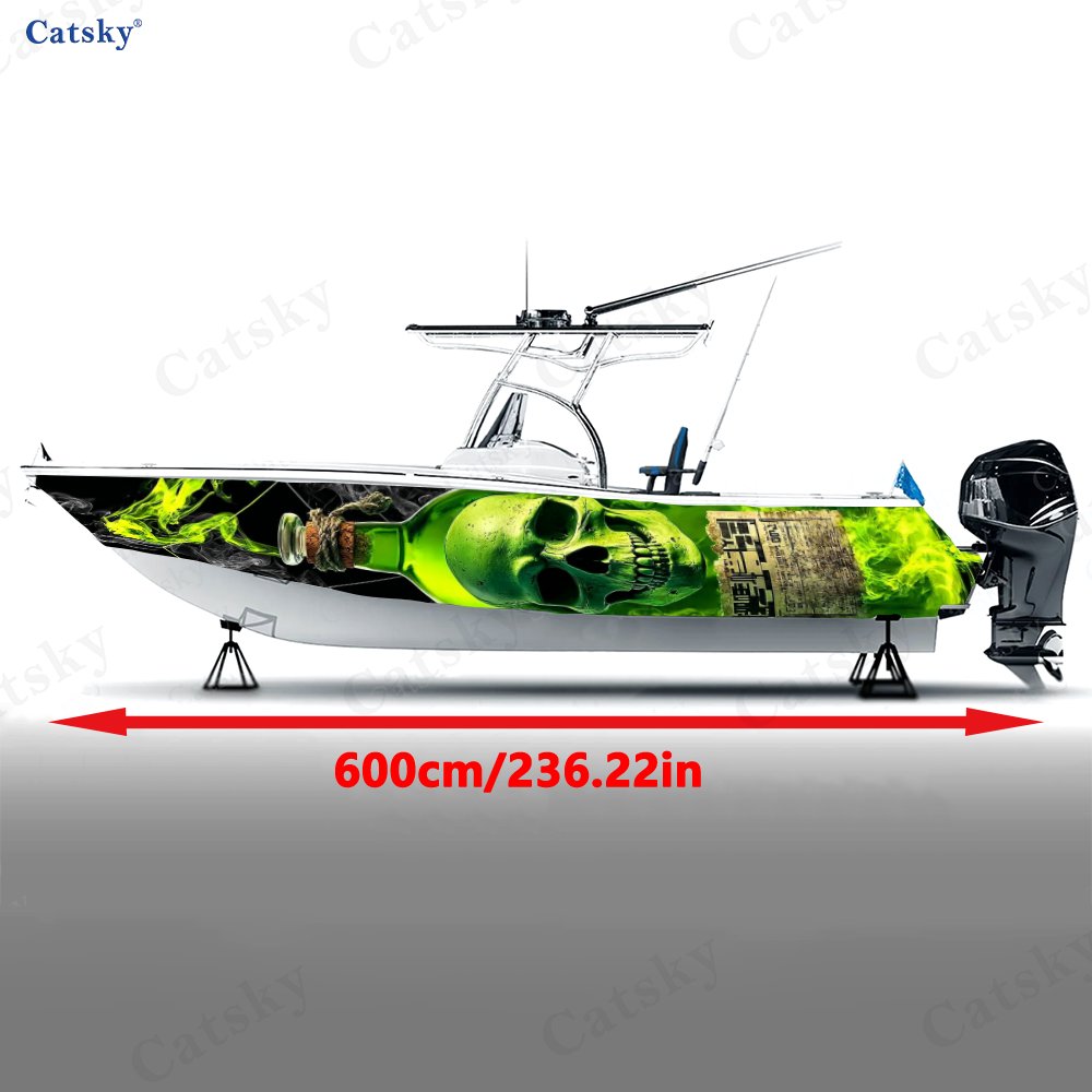2pcs 2D Flat Stylish Fluorescent Skull in Bottle Hull Stickers
