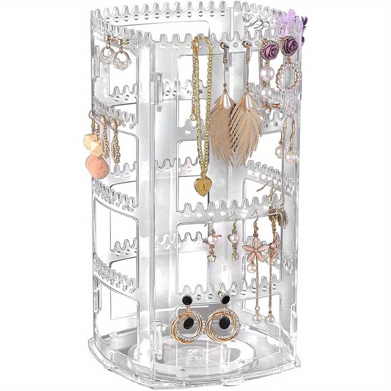 TEMU 1pc Large Capacity Rotating Earring Stand, Jewelry Storage Box For Hanging Necklaces, Ear Clips, Commercial And Household Use, Jewelry Towers