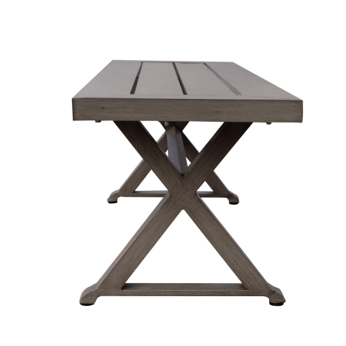 Modern Outdoor Aluminum Dining Bench with Dark Gray - Heavy-Duty All-Weather Patio Furniture, Sturdy Construction & Low-Maintenance Design for Garden, Balcony, Cafe - Durable Indoor/Outdoor Seating (No Wood Components)