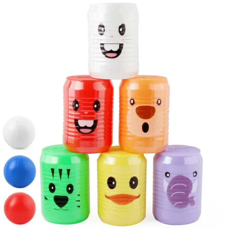 Image of Can Shape Bowling Toy For Kids Indoor Cans Digital Educational Cartoon Animal Pattern Educational Interactive Toy, Christmas And Halloween Indoor Gifts For Children, Random Color