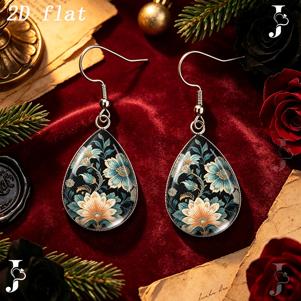 Vintage Floral Pattern Dangle Earrings