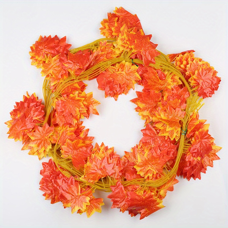 6pcs Artificial Autumn Fake Maple Leaf Wreath For Thanksgiving, Wedding Decorations, , And Wreath Plant Decor