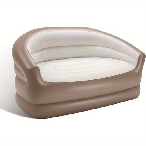 twin size air mattress inflatable sofa chair for adults 440lb capacity high quality pvc flocking fabric portable foldable design for camping indoor outdoor use cream white inflatable mattress modern durable construction indoor lounger compact furniture highcapacity seating couch small