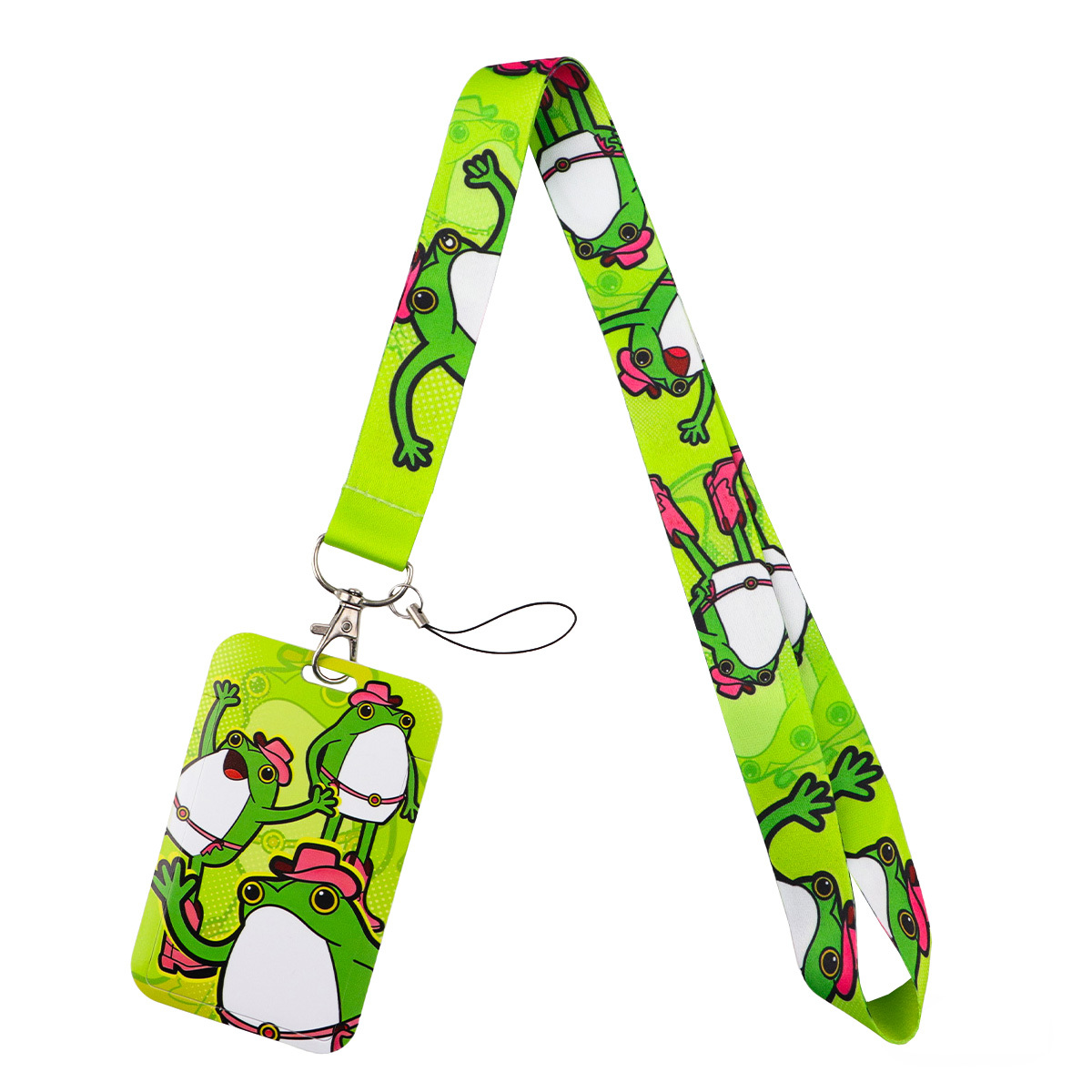 TEMU 2d 1pc Frog Lanyard Credit Id Badge Holder Key Rings Bag Student Cute Travel Bank Bus Business Card Cover Keychain