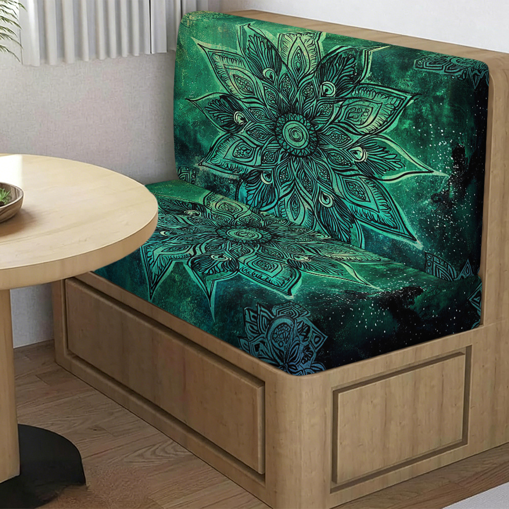 TEMU 2pcs Vintage Green Mandala Pattern Rv Dinette Cushion Covers, Rv Seat Covers Protection, Upgraded Interior, , Suitable For Camping Vehicles,