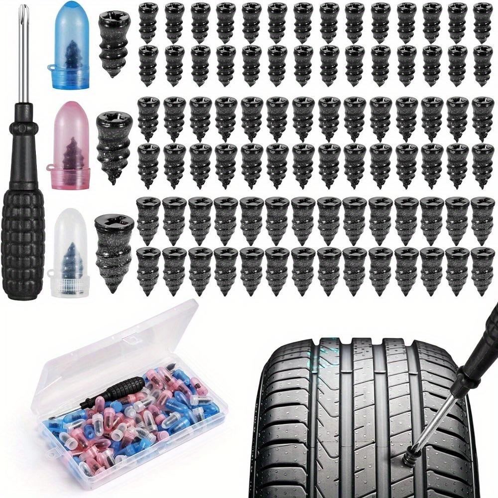 31/85pcs Tire Repair Kit with Screw Rubber Nails, Carbon Steel Screwdriver,  and Puncture Repair Tools for Cars Uncharged Wheel Fix Essen
