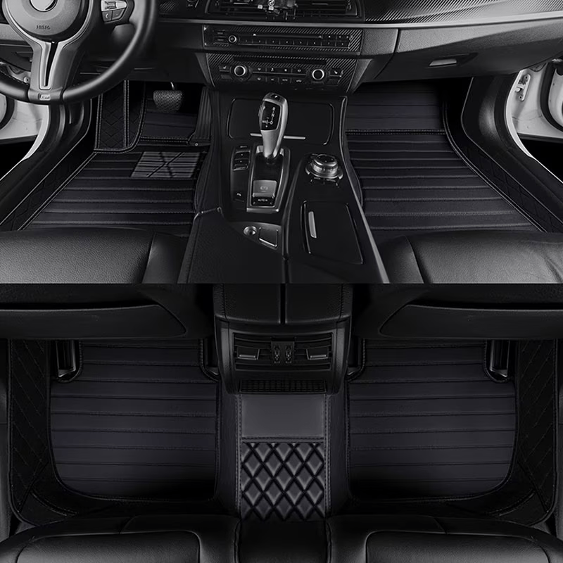 TEMU Car Floor Mats For Rio 2012-2017 Premium Faux Pu Faux Pu Leather, Single-layer Design, Easy To Clean, Non-slip, Full Cabin Coverage Protection
