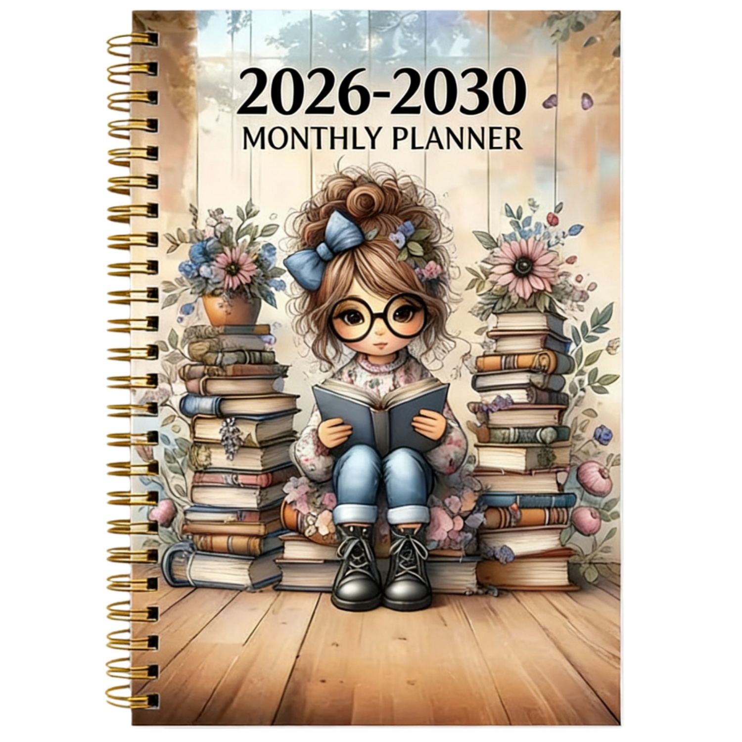 5 year monthly planner diary with book lover themed cover for women   planner monthly tabs 60 month calendar 5 5 x 8 3 71 sheets 142 pages thickened paper