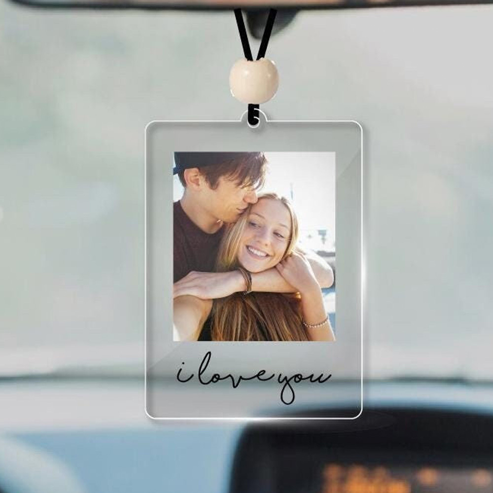 TEMU 2d Flat, Custom Photo Car Mirror Tag | Car Hanging Photo Decoration | Photo Driving Safety | Rearview Mirror Decoration | Father's Day, Mother's
