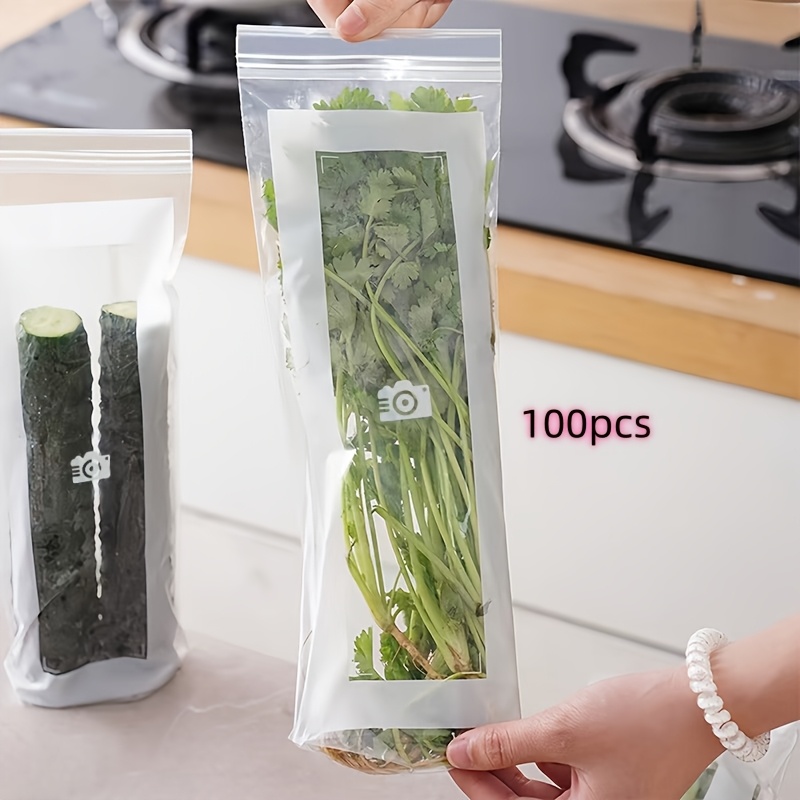 100pcs Long Food-grade Preservation Bags, Leak-proof, Odor-proof, And Resistant To Cross-contamination- Sealed Food Storage Bags. Reusable- Suitable For Kitchen Food Preservation- , Durable Material
