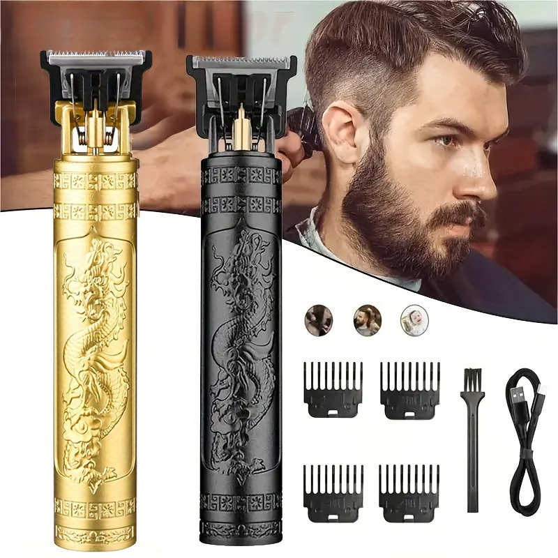 1pc Professional Electric Hair Clipper with Dragon Design - Rechargeable, 300mAh Battery, USB Charging, Ideal for Men'S Haircutting and Beard Trimming, Perfect Father'S Day Gift, Barber Shop Tool | Elegant Haircutting Tool | Durable Haircutting Tool, Hair Trimming Tools