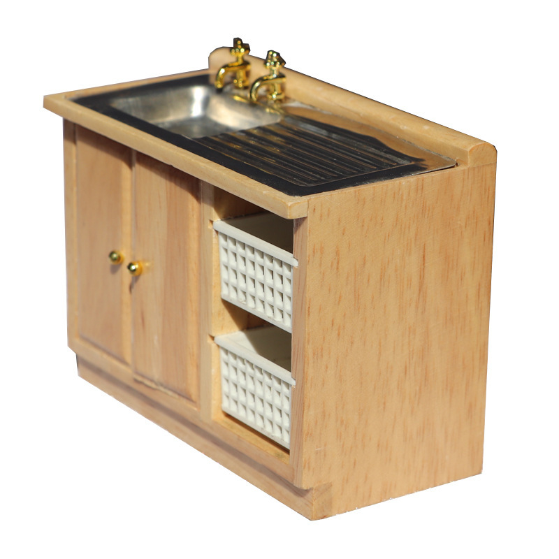 Image of 1:12 Scale Dollhouse Miniature Furniture Bathroom Washbasin Kitchen Scene Color Sink