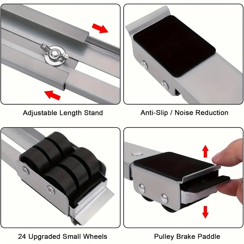 2pcs Household Heavy-Duty Adjustable Mobile Base with Wheels, Appliance Cart, Non-Slip Mat, Stable Load-Bearing Design, Suitable for Refrigerators, Washing Machines, Freezers - Heavy-Duty Metal Structure, for Home And Commercial Use, High-Load Tra