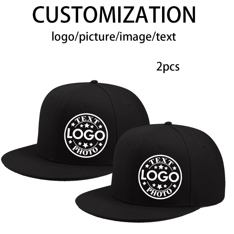 TEMU 2pcs - Customizable Flat Brim Hip-hop Baseball Caps, Adjustable Baseball Hats Suitable For Skateboarding And Streetwear, Unisex Adjustable Hats,