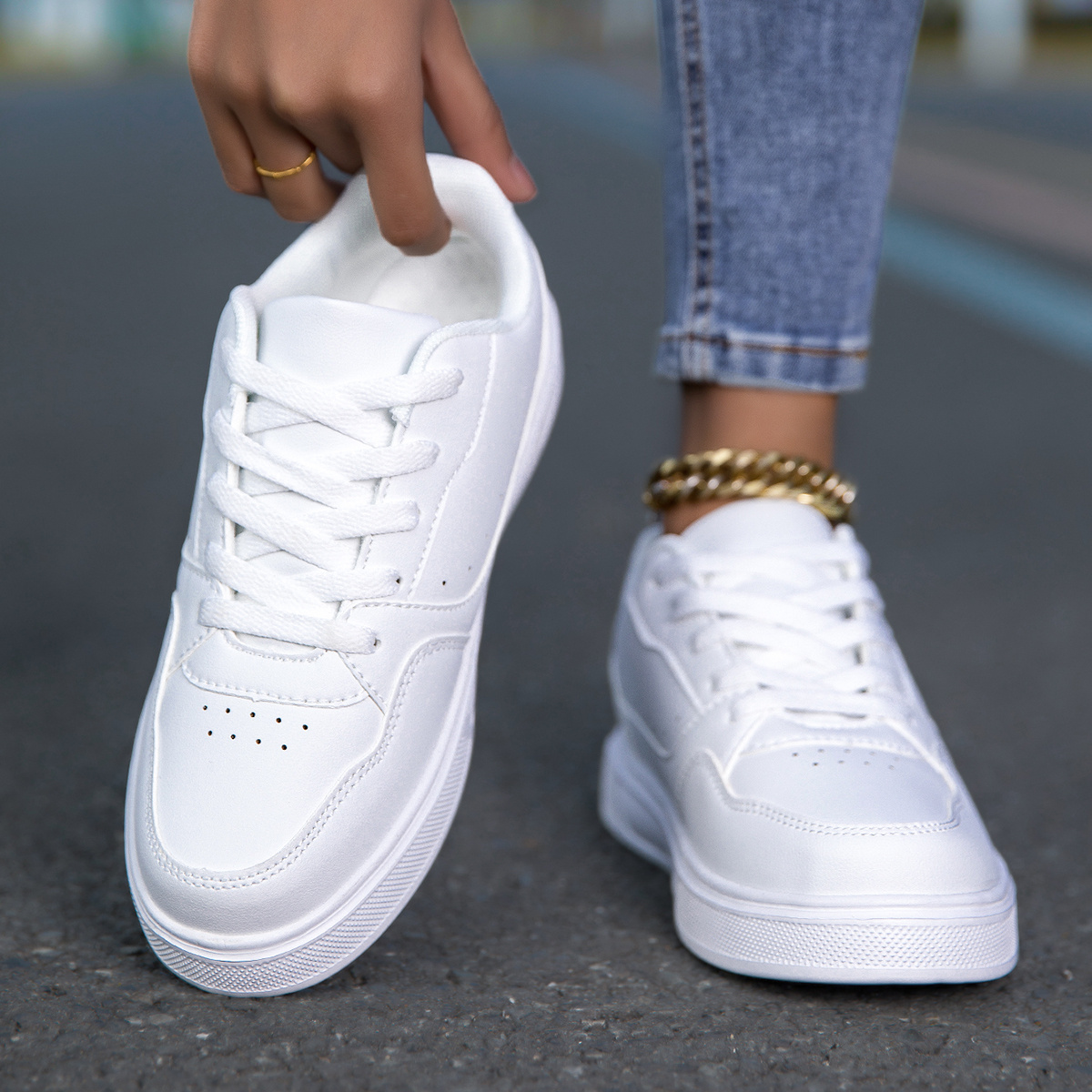 baskets basses à lacets tskvcel pour femme avec semelle plateforme épaisse - chaussures de skate à bout rond adaptées au skateboard, à   décontractée - baskets plateforme polyvalentes (   , minimalistes), chaussures pour femme