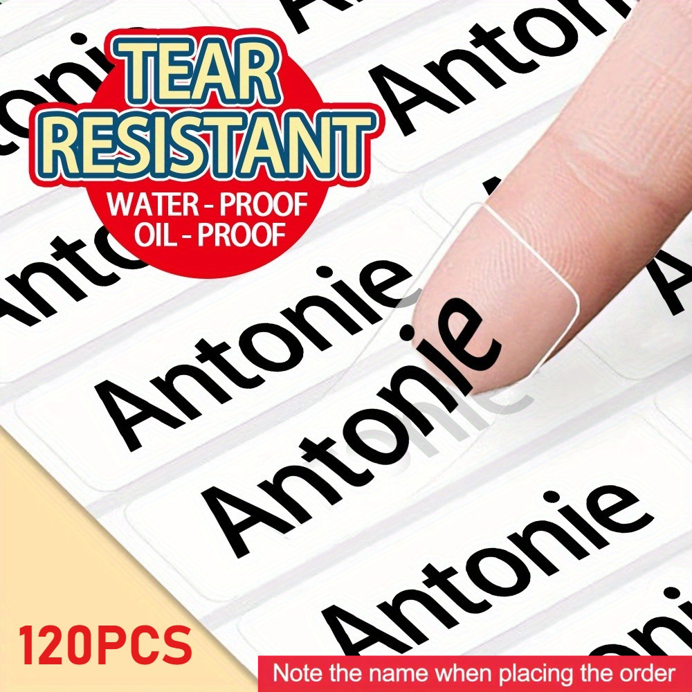 TEMU Self- Juego de 120/240/360 piezas de etiquetas de personalizadas transparentes de 3*1.3 cm - Pegatinas de de material, adecuadas para marcar