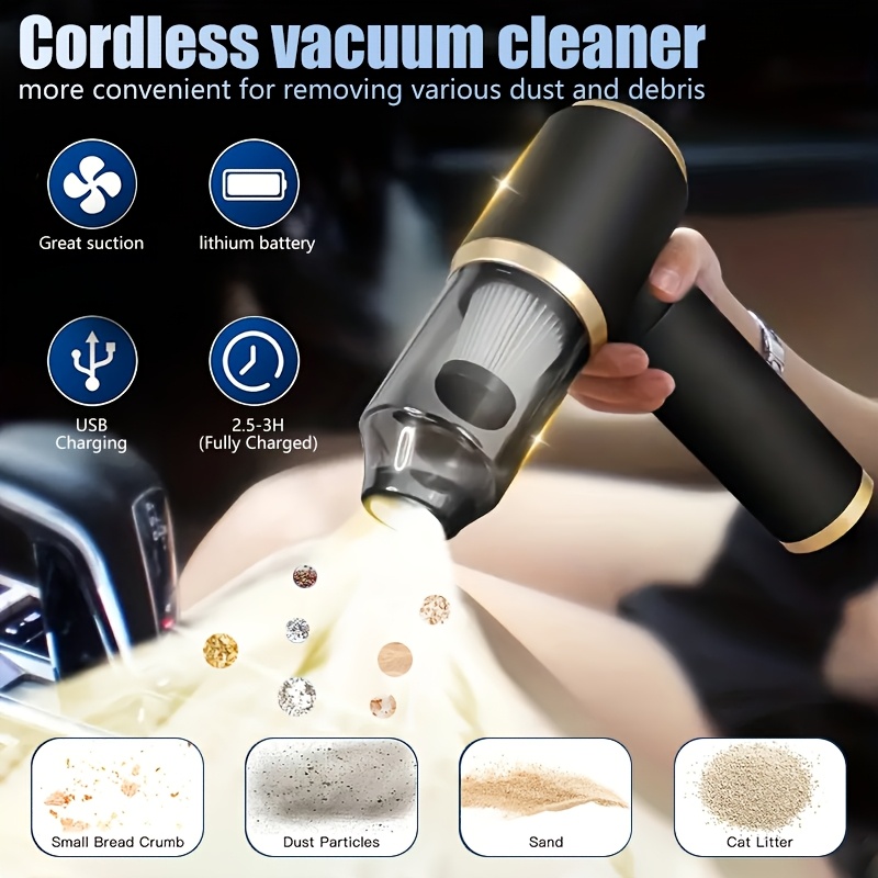 powerful cordless handheld vacuum cleaner with blow suction function usb rechargeable cordless mini vacuum suitable for home car office lightweight portable sweeper with filter dust cup blow sweep mode Product details 8