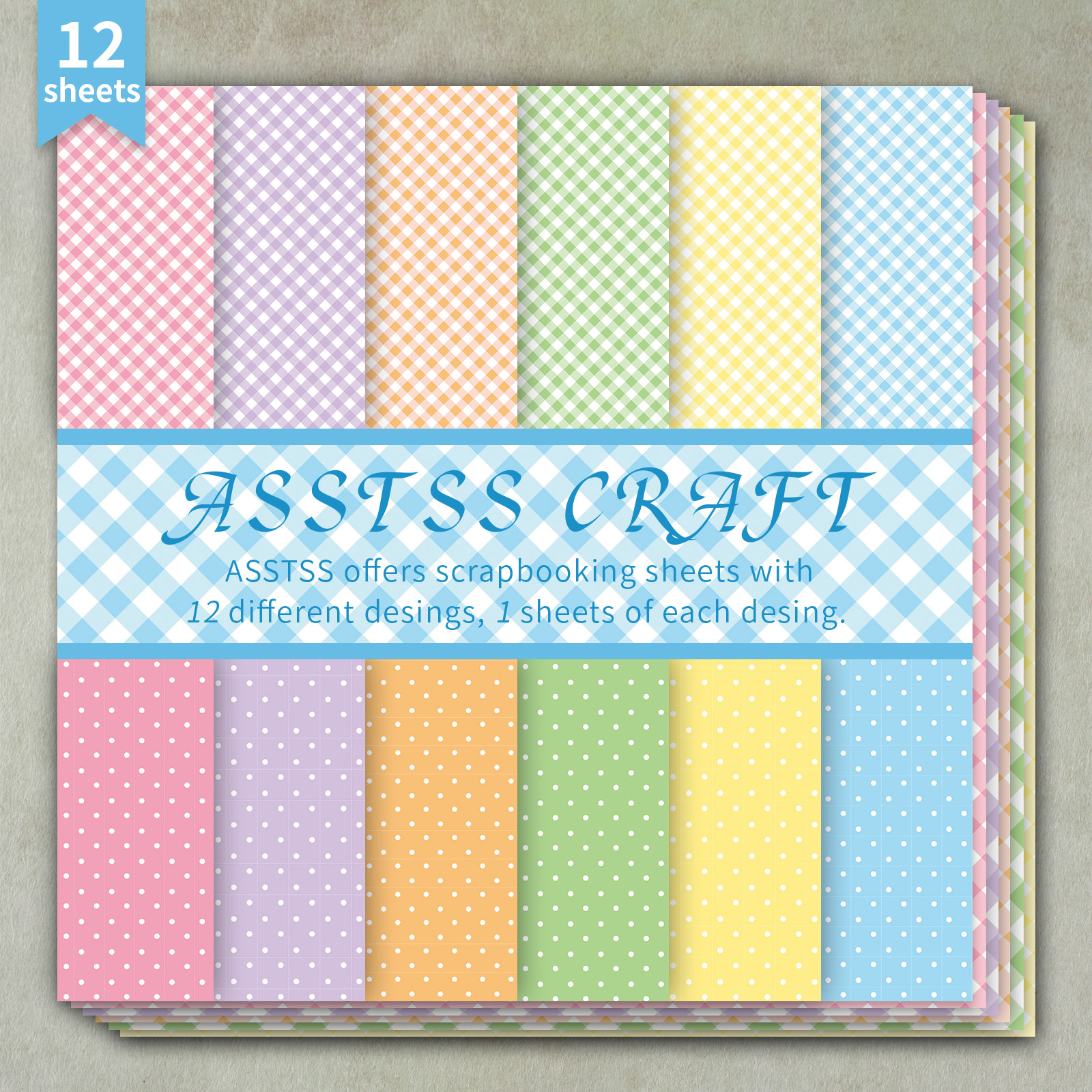 TEMU 12-sheet Asstss -inch Scrapbooking Paper Pad, Macaron Polka Dot Retro Backing Paper Supplies, Heavyweight Cardstock For Journaling, Collage Art,