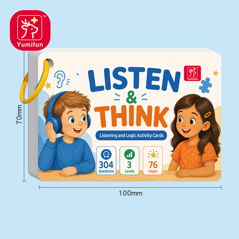 TEMU Yumifun Read- Starter Cards, With Matching Thinking Questions, Enhancing Reading And Listening For Key Information, Ring-bound Portable Storage,
