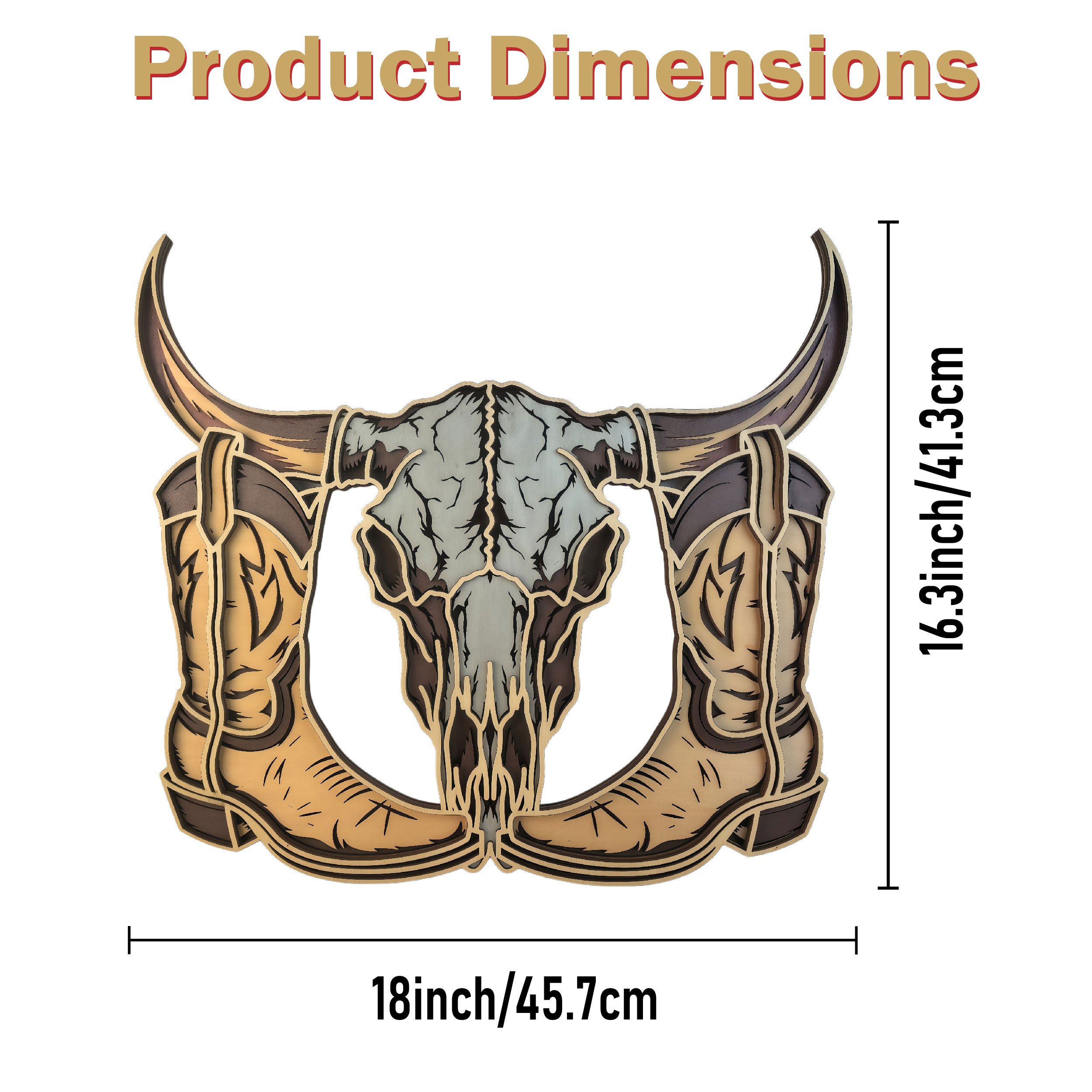 TEMU 2d Flat, 1pc Cow & Cowboy Boots Wall Decor - Laser-cut Wood Panel Western Farmhouse Hanging Suitable For Living Room, Bedroom, Office - Rustic
