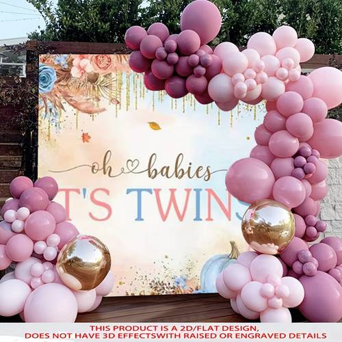 2d flat 1pc twins shower banner suitable for party decorations twin themed decoration with clear english lettering indoor outdoor photo background banner for pregnancy announcement wall decor 2d flat