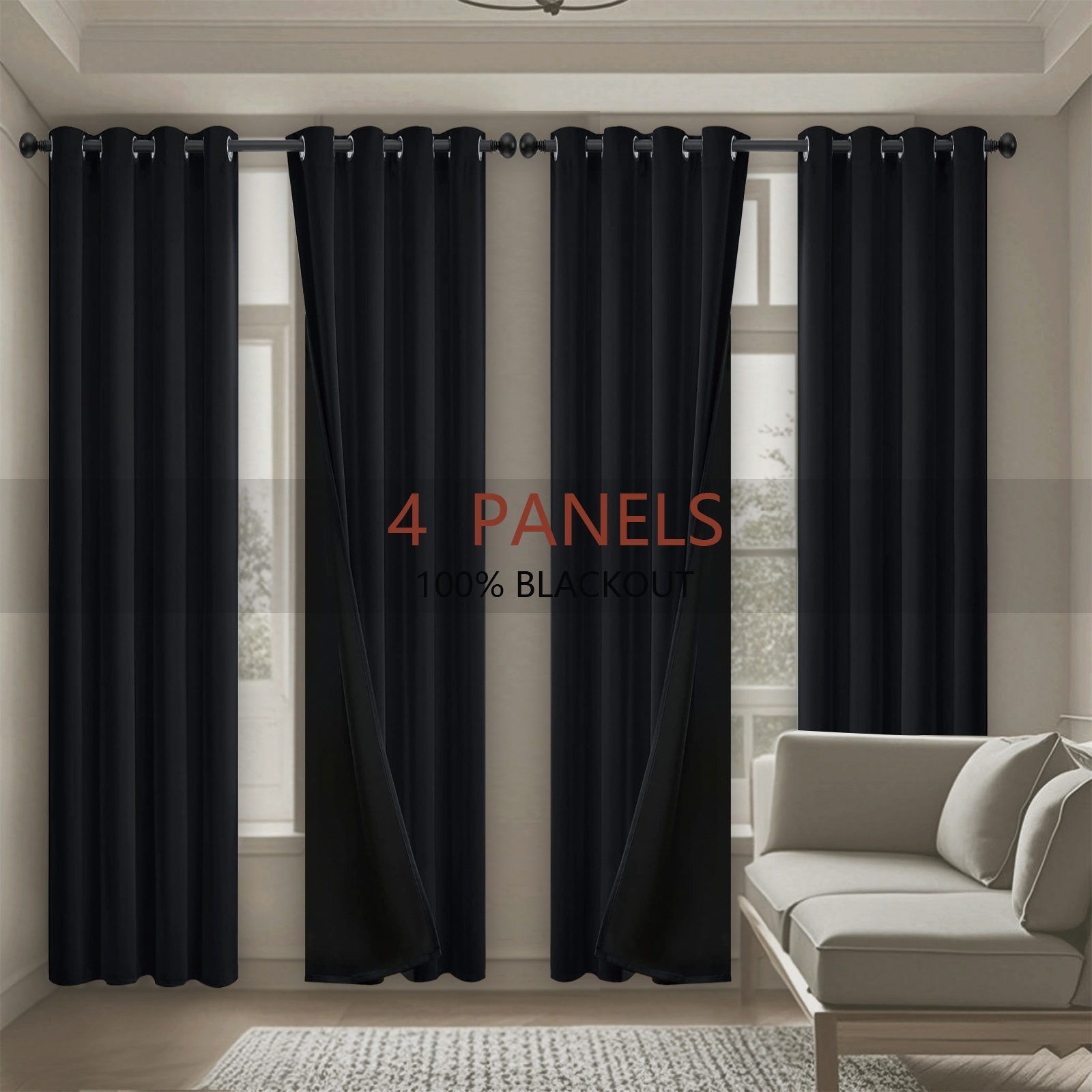 TEMU Room Blackout Partition Curtains, Living Room Partition Curtains, Wall Partition Curtains, Bedroom Partition Wide Curtains, Privacy Grommet